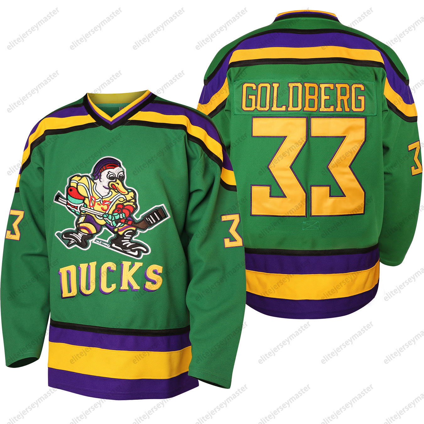 Mighty Ducks Jerseys 96 Charlie Conway 99 Adam Banks 33 Greg Goldberg Movie Hockey Jersey Black Kids