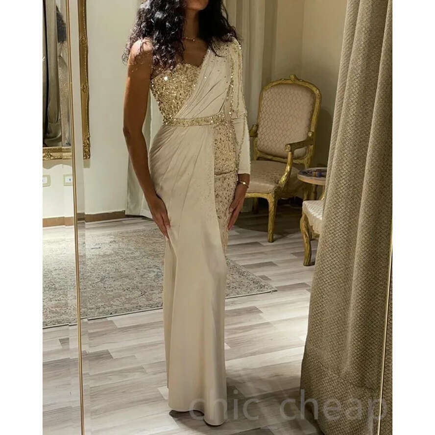 Ebi Ivory Aso Sheath Prom Dress Sequined Lace Evening Formal Party Second Reception Birthday Bridesmaid Engagement Gowns Dresses Robe De Soiree ZJ Es