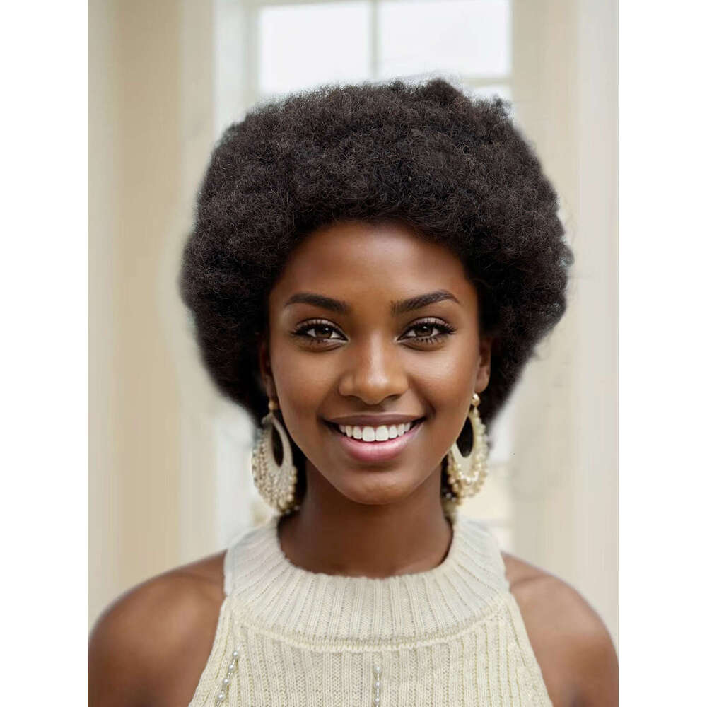 Natural Afro Human Hair Wigs Bouncy HD Transparent Full Lace Short Kinky Curly Bob Wig For Women Brazilian Remy