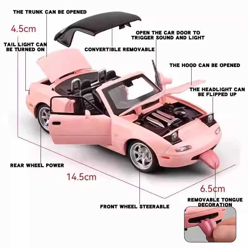 High Quality 1/32 Mazda MX-5 Miniature Diecast Miata RoadSter Toy Car Model Sound Light Doors Openable Collection Gift for Children Boy Kid T241025