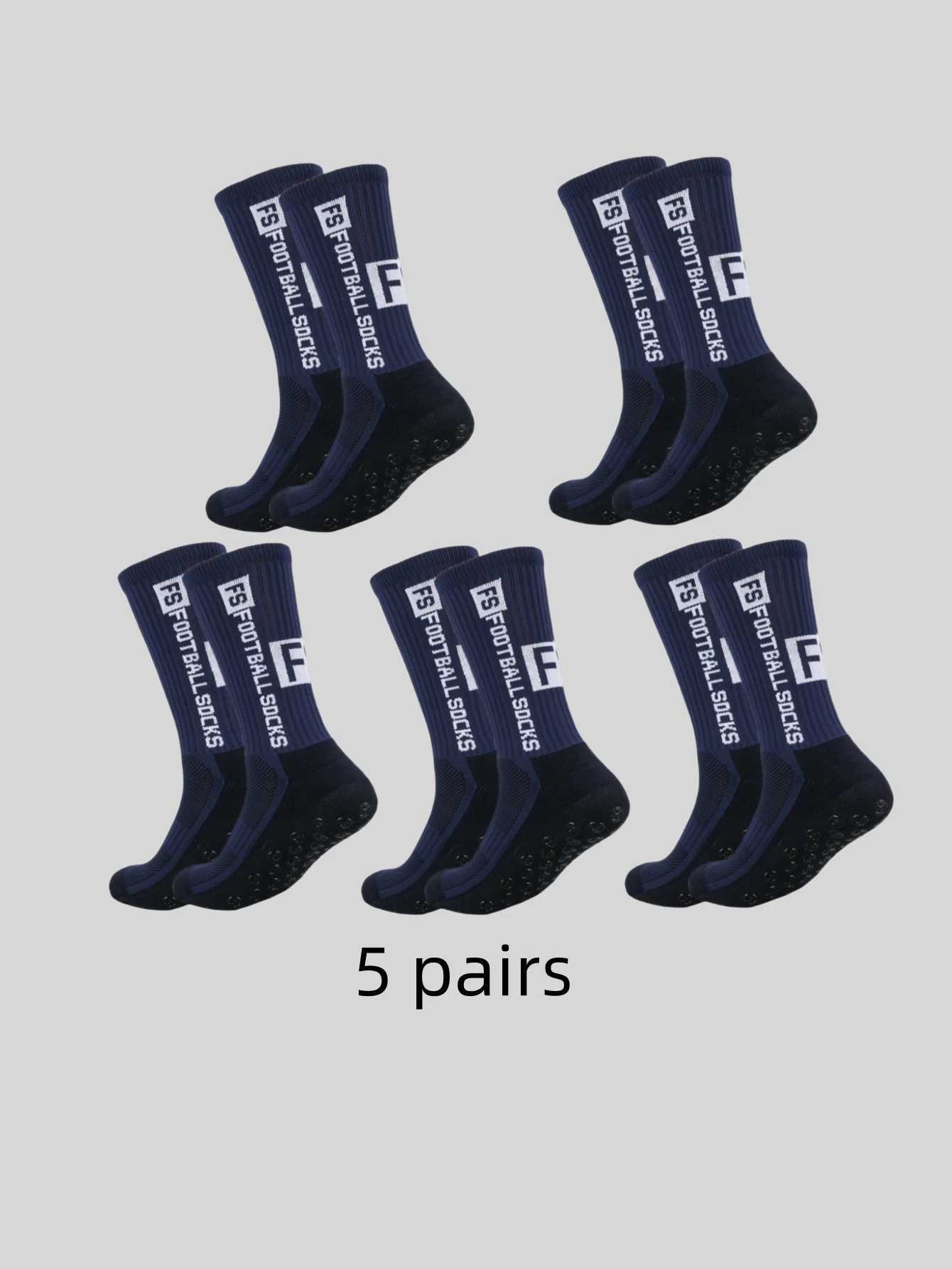 5 pairs of anti slip sweat proof and odor proof FS football socks with adhesive points W241025