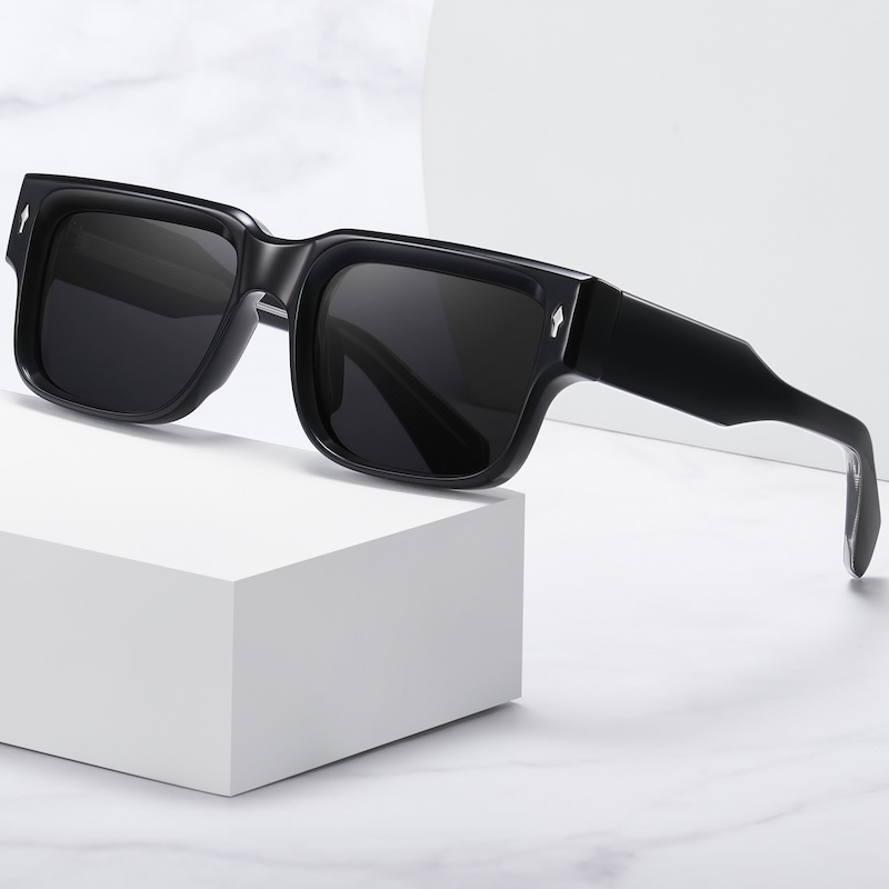 Square Polarized Sunglasses Men Luxury Sunglasses Fashion Clear Gradient Shades UV400 Women Rivets Thick Classic Sun Glasses Vintage Driving Fishing S