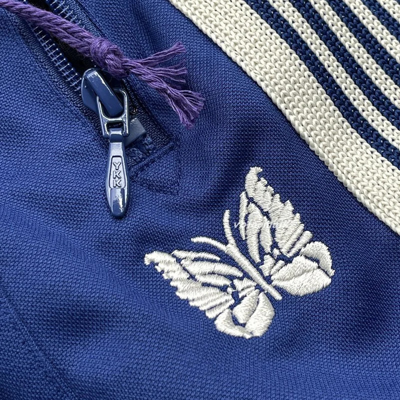 Casual Fashion Oversize Wide Leg Striped Sweatpants Men Women 1 1 Tag Butterfly Embroidery Pants Jogger Drawstring Blue Trousers 241025