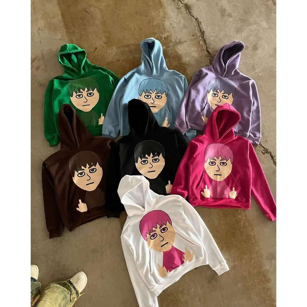 American Retro Tongue Printing Hooded Pure Cotton Sweatshirt Men s and Women Loose Top streetwear haikyuu Y K clothing promo