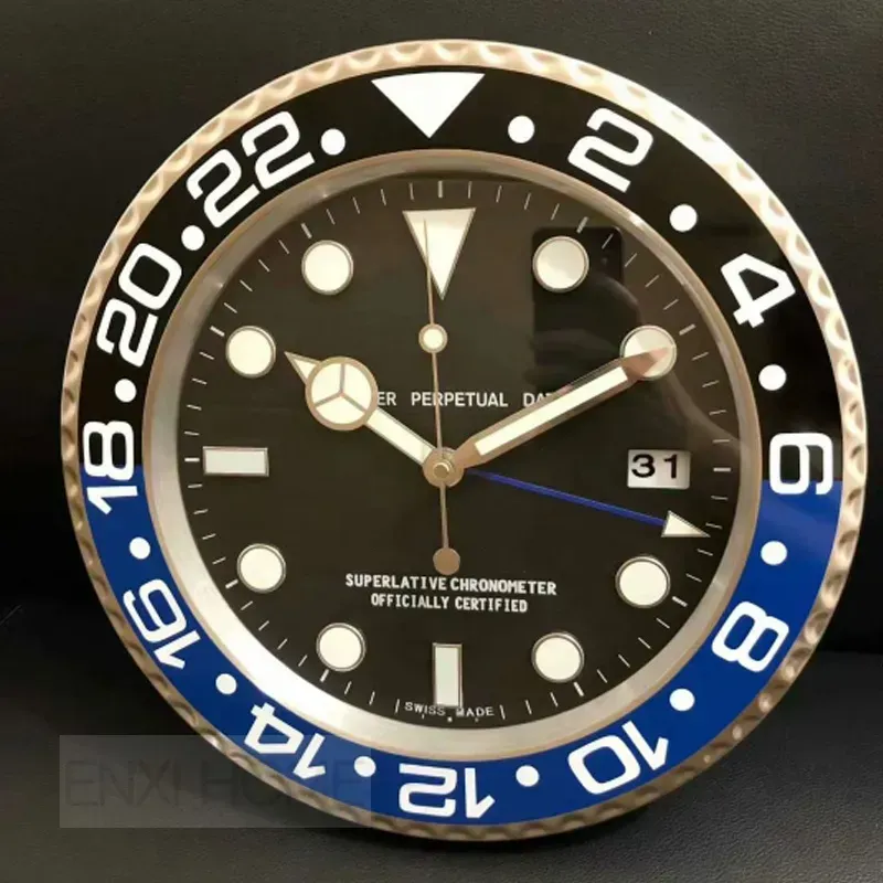Metal Home Decoration Clocks Modern Design Quartz Large Wall Watch Stainless Steel With Date Luminous Silent Sweeping Hands