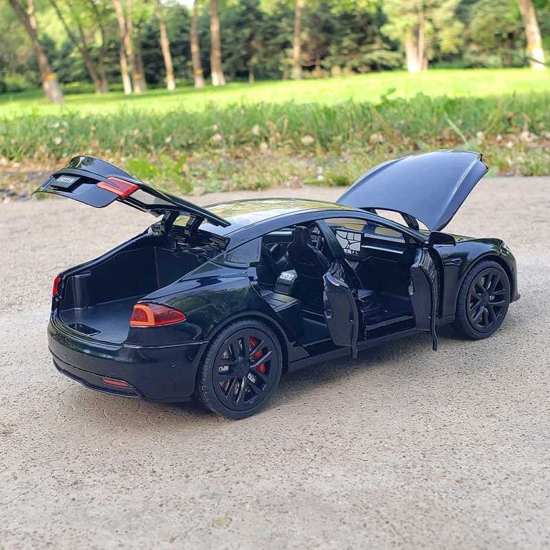 1 24 Tesla S-type alloy car model die-casting metal toy car model simulation collection sound lamp childrens toy gift C270 M241025
