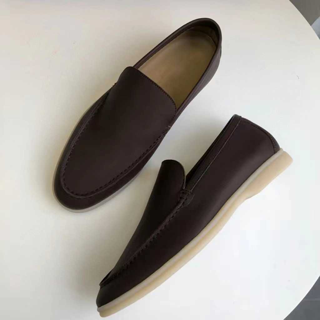Loafers Men Dress Mens Large Flat Bottom One Step Casual Leather Shoes Women Evening Shoe 241009