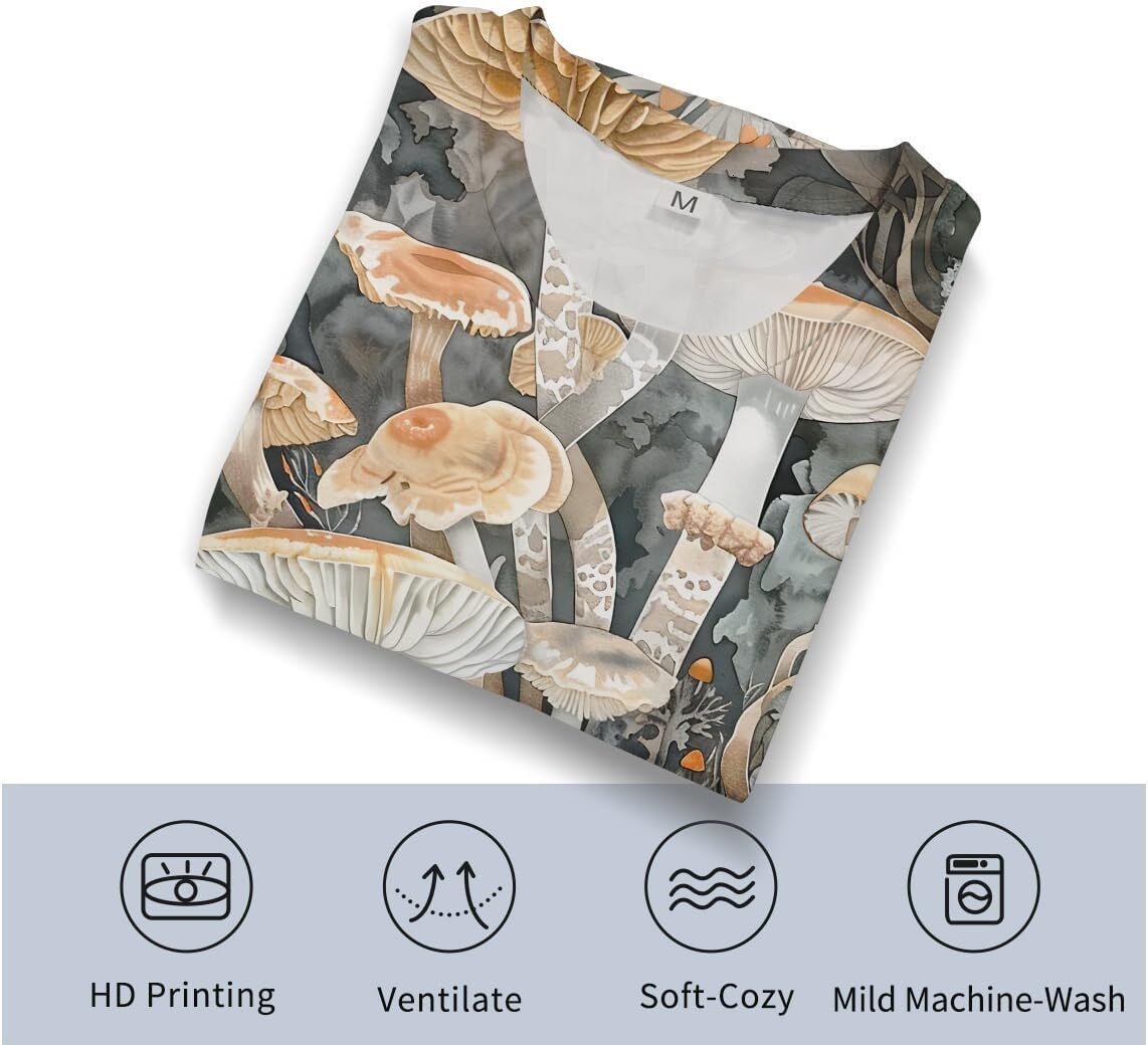 Mens T shirt Men's Colorful Fluorescence Mushroom Print Short Sleeve T-Shirt Novelty Graphic Tee Shirts tee Casual tops summer clothes