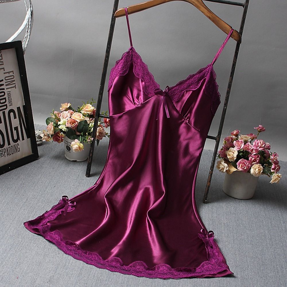 2025 fashion Lace Patchwork Camisola gerie Nighty Wedding Silk Dress Sleep Wear Nightdress Clothes Women s Nightgowns Sexy Nightwear