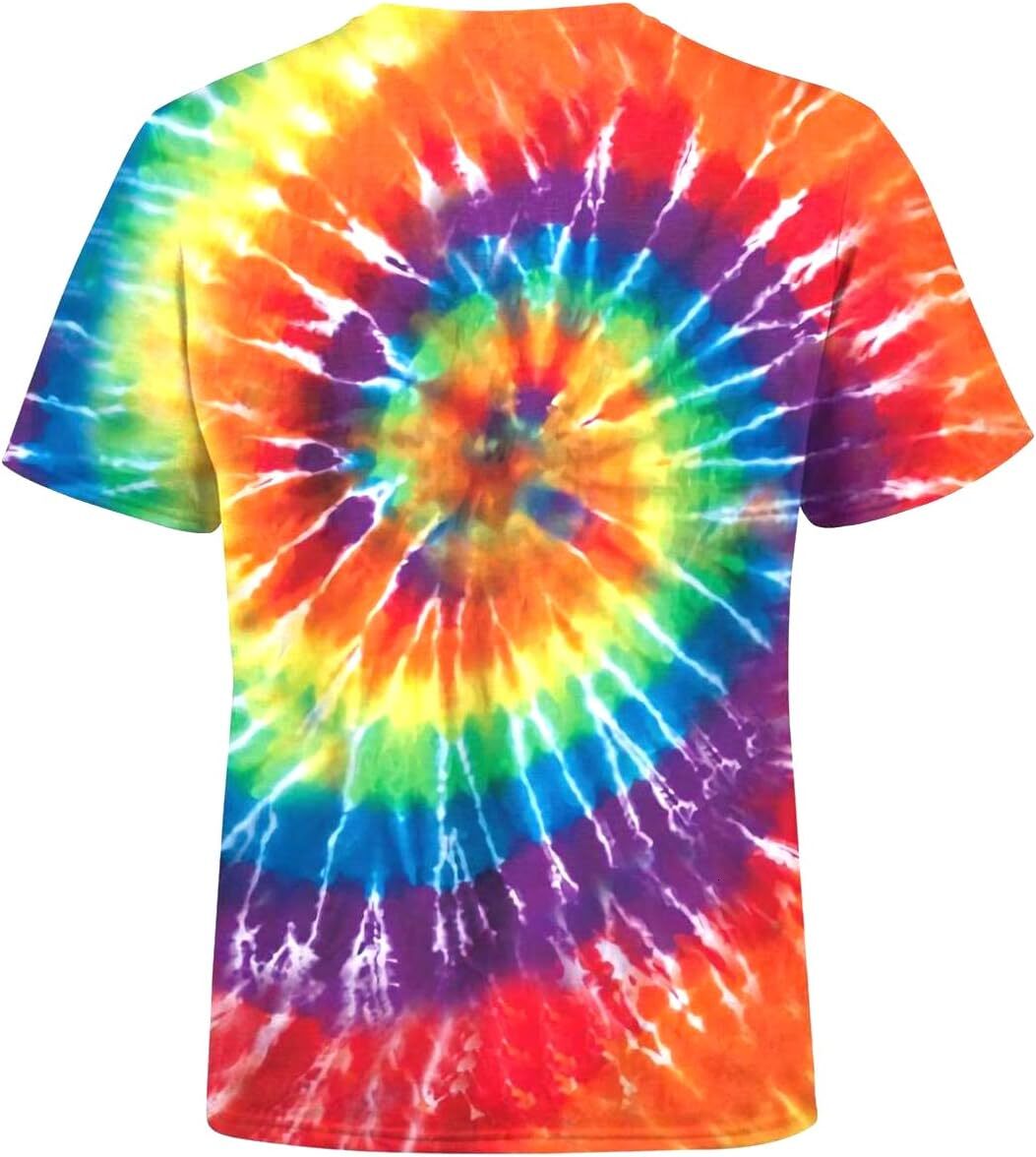 Mens T shirt Tie Dye Shirts for Men Women, Short Sleeve Mens Tie Dye Shirts, Mens Women Rainbow Tie Dye Casual tops summer clothes