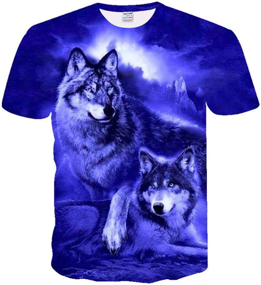 Mens T shirt Men's Wolf Graphic 3D Print with The Cool T-Shirt tee Casual tops summer clothes Fashionable and comfortable