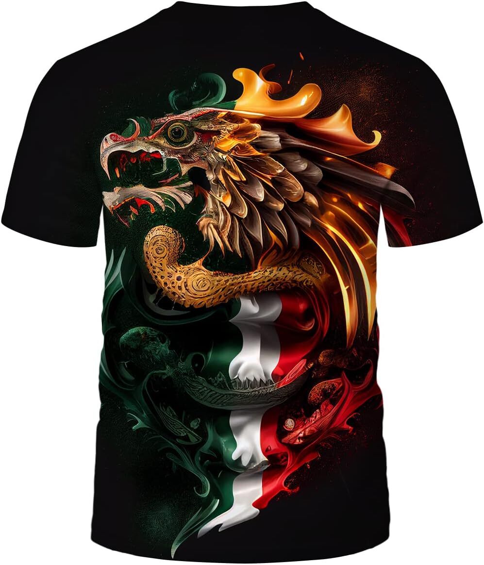 Mens T-shirt for Men Summer Short Sleeve Tees Tops Mexico Theme Shirt Wolf Graphic Shirt tee Casual tops summer clothes