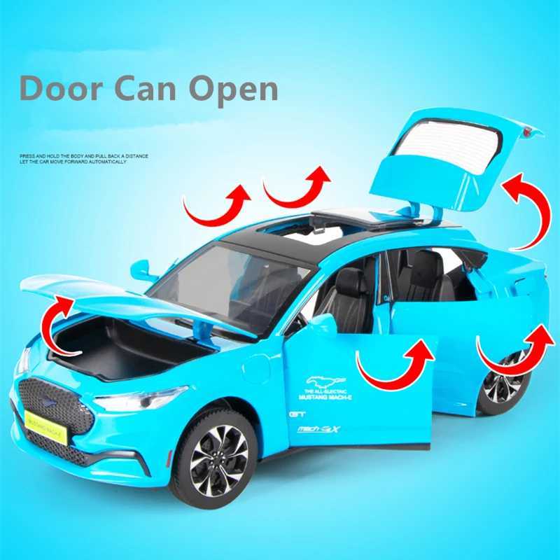 High Quality 1 24 Ford Mustang Electric Horse Mach-E Alloy New Energy Vehicle Model Die Casting Metal Sports Car Model Sound and Light Childrens Toy G