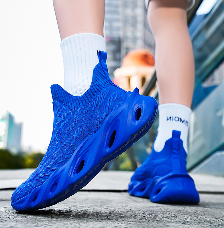 Men's Fashion Blade Shoes:Fly Woven Breathable Athleisure Style Plus Size Slip On Sneakers Running Shoes,Black/Blue/Brown/Yellow,Free shipping