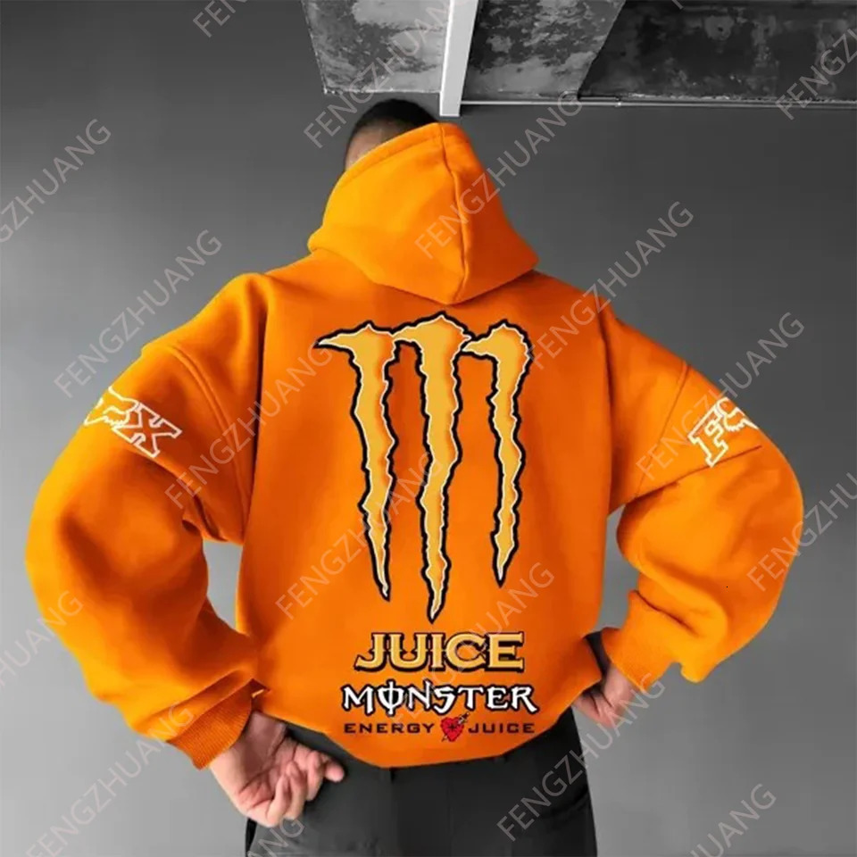 Mens Hiphop Hooded Sweatshirt With Colorful Paw Print On The Back High Street Top Harajuku Gothic Style Hooded Sweatshirt 241024