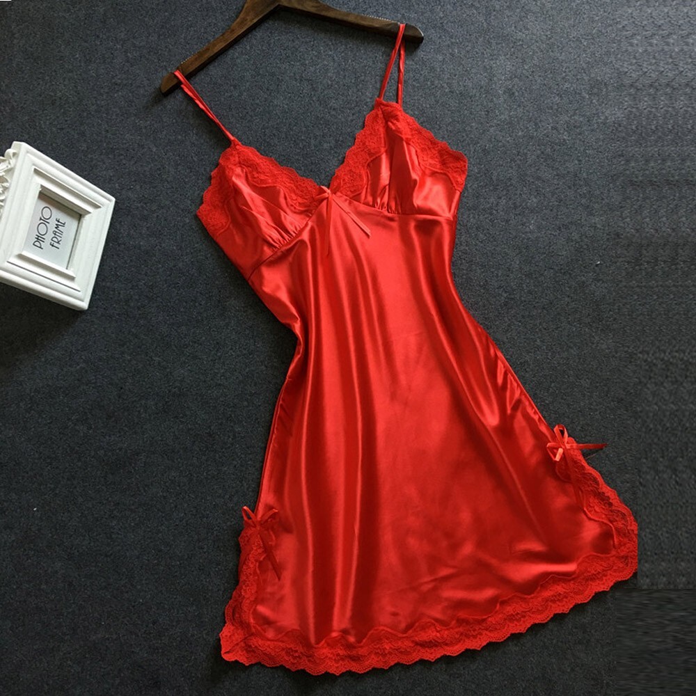2025 trend New designer sexy gerie women s sleepwear satin lace sleepwear sleeveless sleepwear nightgown deep V neck sleepwear Lenceria Para Damas