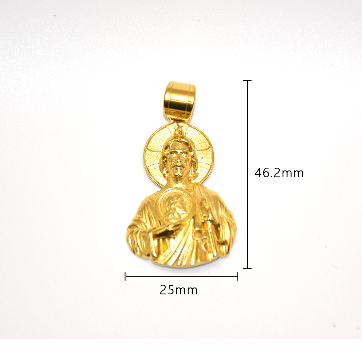 Vintage St Jude Pendant Necklace Stainless Steel 18K Gold Plated Men Hip Hop Jewelry