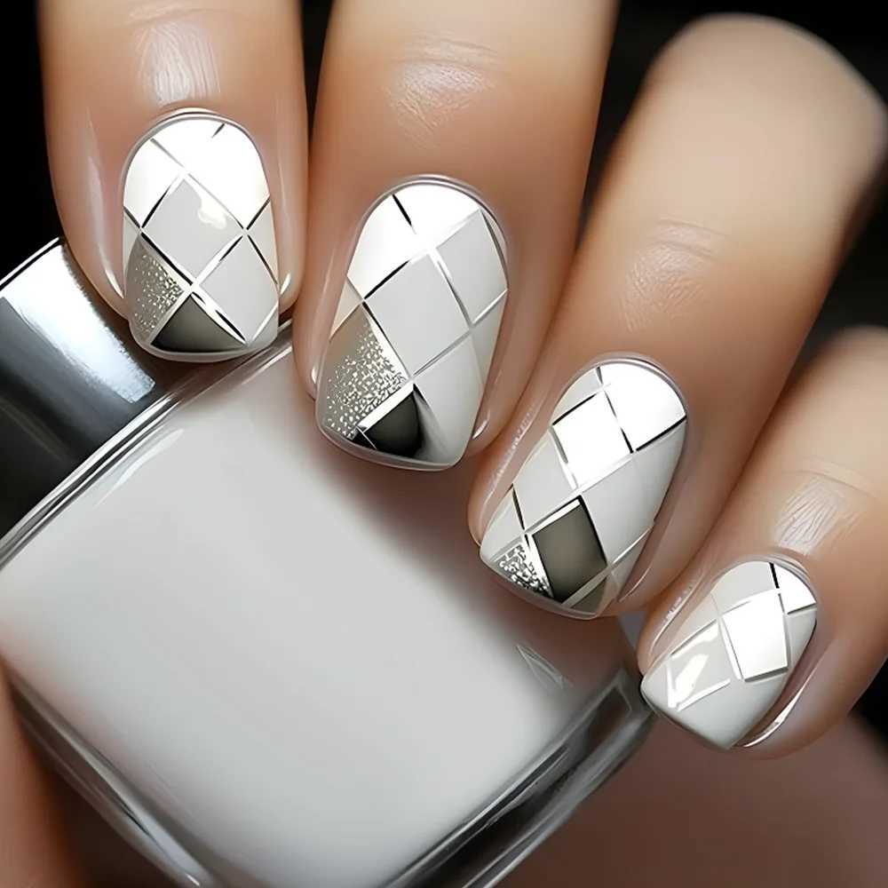24 fashionable fake nails with short square heads artistic green leopard printing design artificial full set of nail tips W250410