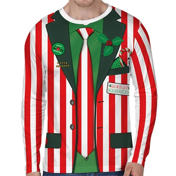 3D Print Christmas Funny Ugly Long Sleeve Tshirt For Men Women Novelty Casual Oversized Tee Shirts Top Clothes Mens In Shirt 241025