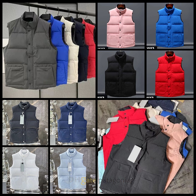 designer Down Vest pocket jackets Parkas long sleeve zipper Badges Men Women gooses Jacket casual coat tops Outwear Multiple Colour