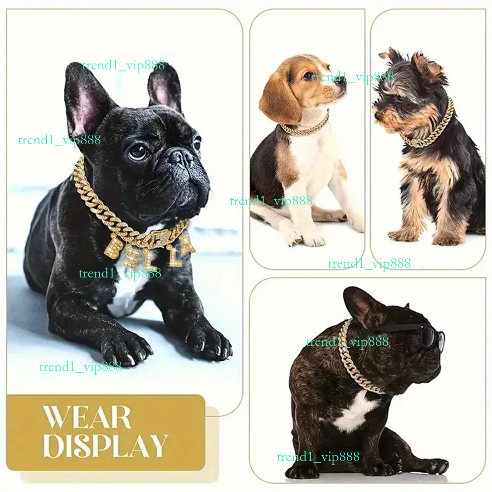 Dog Collars designer dog collar designer dog clothes dog harness Cat Chain Collar With Diamond Luxury Rap Hip Hop Cuban Pet Jewelry Supplies 774