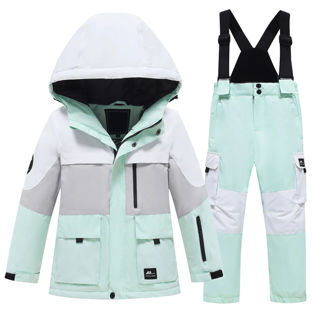 Childrens Ski Suits Hooded Winter 2-Piece Girls Boys Snowwear Waterproof Windproof Ourdoor Sports Snowboard Jacket Pants Set 241025