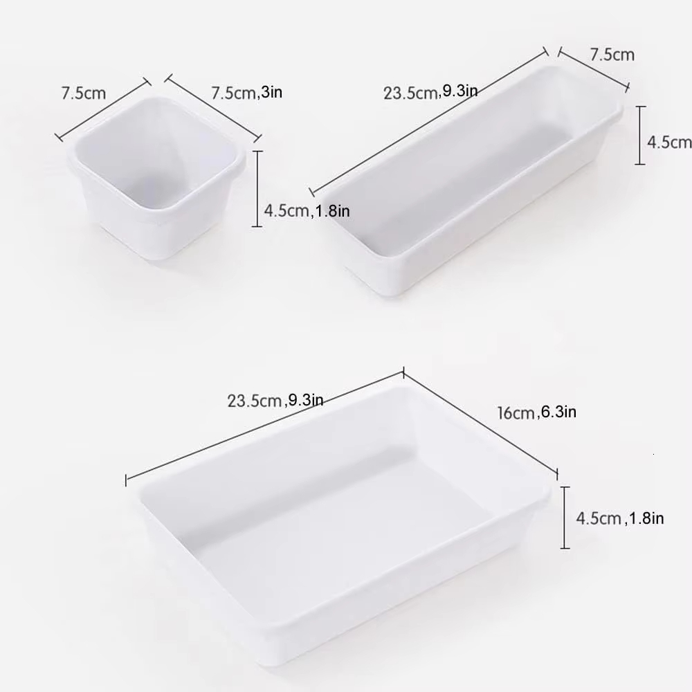 New 8Pcs/Set Adjustable Drawer Organizer Trays Make Up Cosmetics Sundries Divider Holder Kitchen Bathroom Closet Jewellery Box