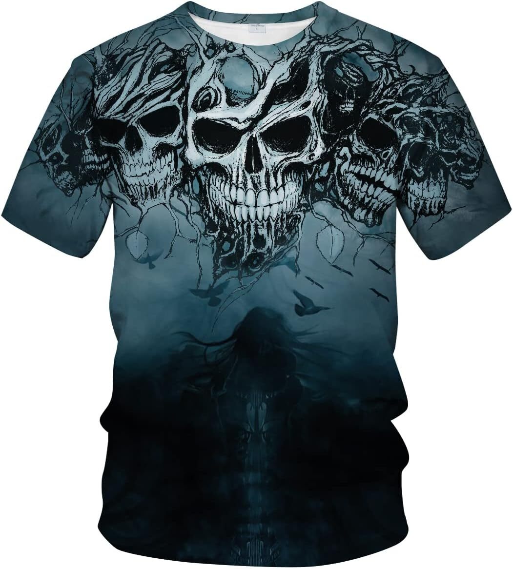 Mens T shirt Men's Skull Print Short Sleeve T-Shirt Novelty Graphic Tee Shirt tee Casual tops summer clothes Fashion patterns