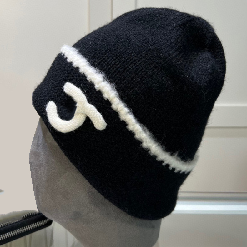 Designer Beanie Knitted Cap Wool Cap Women Fall/Winter Soft and cozy handfeel Stretchy Large pattern Great for outdoor and travel Very eye-catching
