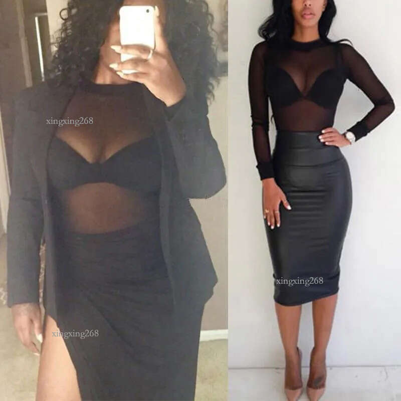 Women T-Shirt Female Sheer Mesh Fishnet Long Sleeve Turtleneck Tops Sexy Ladies Transparent See-Through Hollow Out Clothing 210522