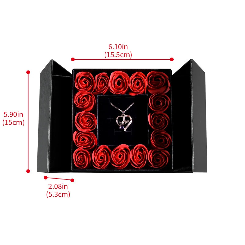 Womens jewelry pendant necklace/w soap eternal rose gift box Mothers Day necklace jewelry wedding anniversary gift 241025