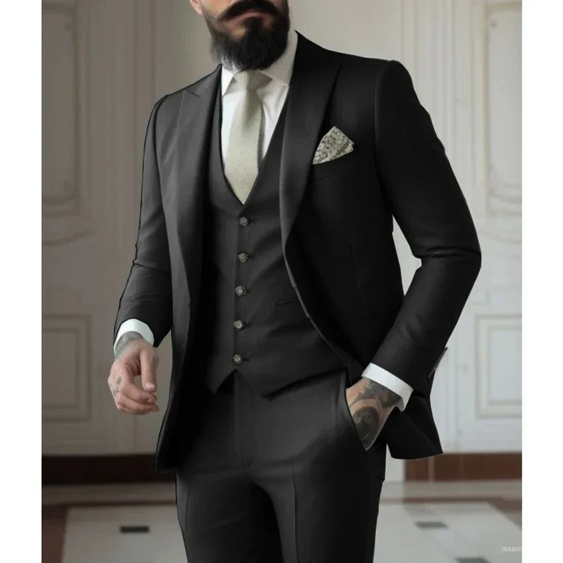 Light Green Suits Men 3 Pieces Wedding Wear Business Male Groom Dress Jacket Vest Pants Set Blazers Man Fahion 241025