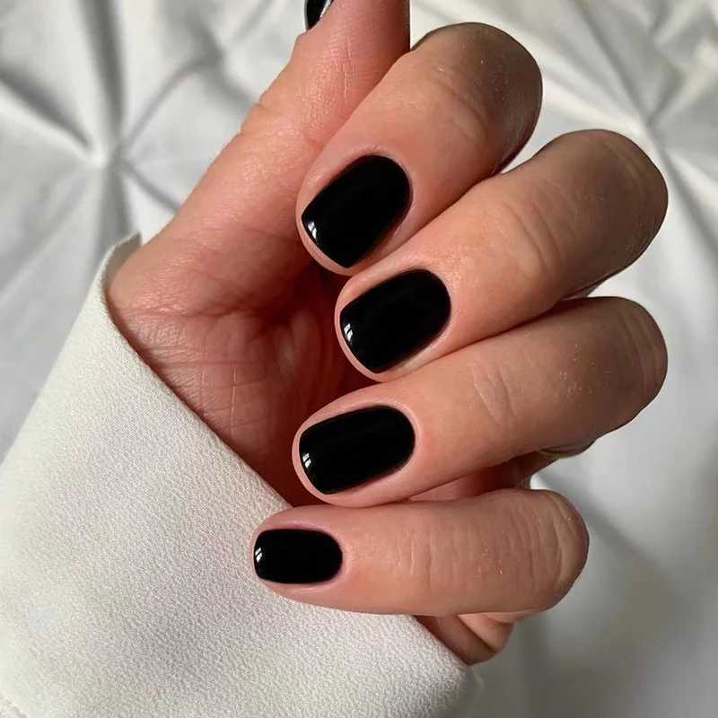 24pcs/set of monochrome glossy fake nails fully covered removable fake nails artificial acrylic press on nail tools short nail tips W250410