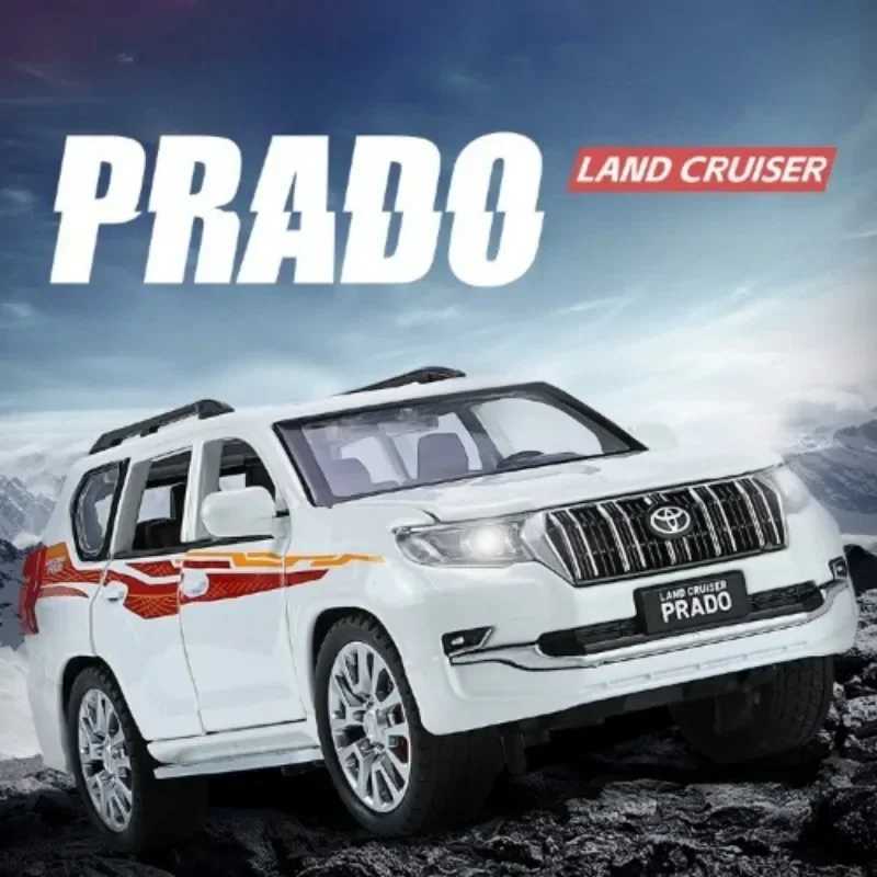 High Quality Allloy Casting 1 32 1/24 Scale Toyota Prado Off road Vehicle Model Sound and Light Simulation Metal Land Cruiser Car Toy Children T241025