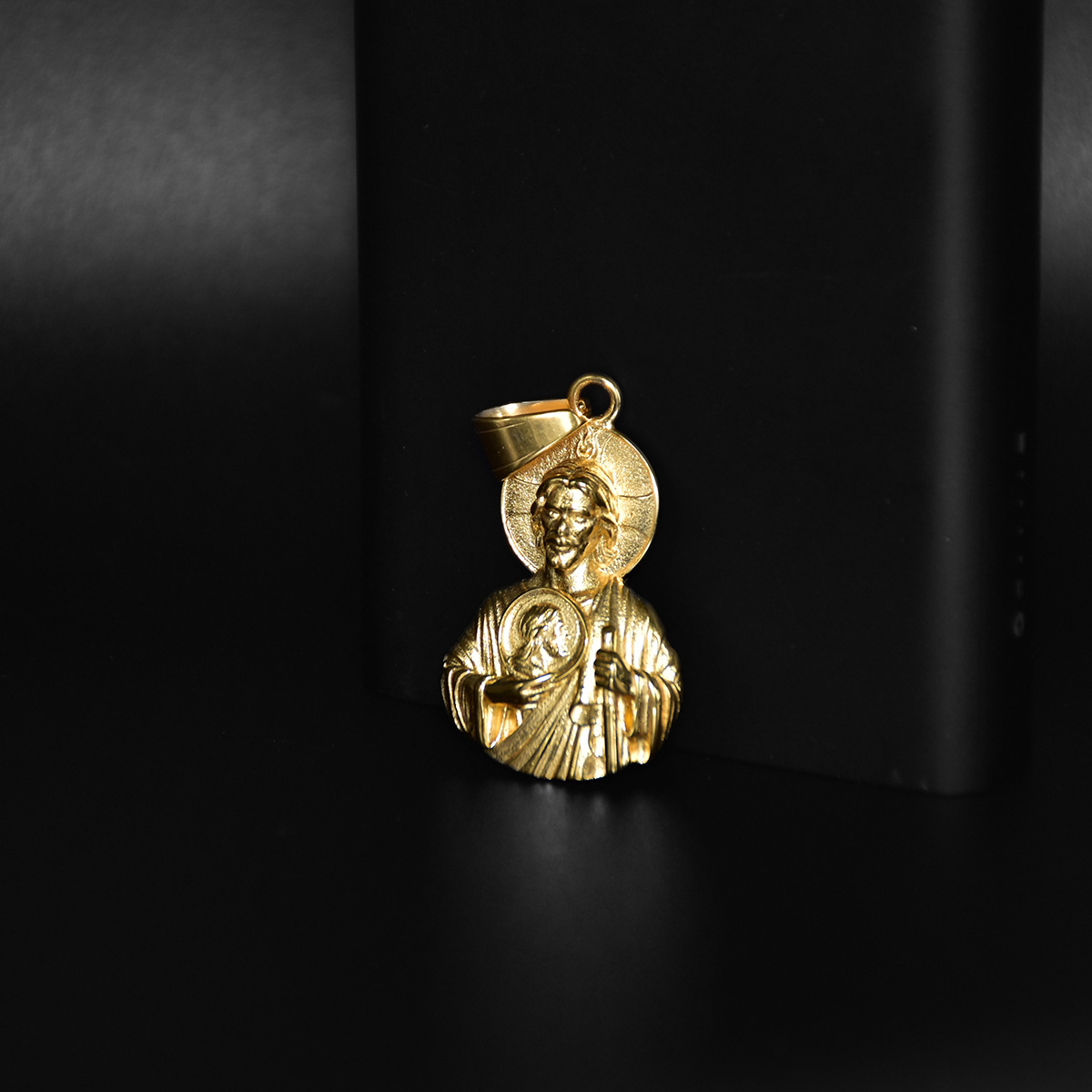 Vintage St Jude Pendant Necklace Stainless Steel 18K Gold Plated Men Hip Hop Jewelry