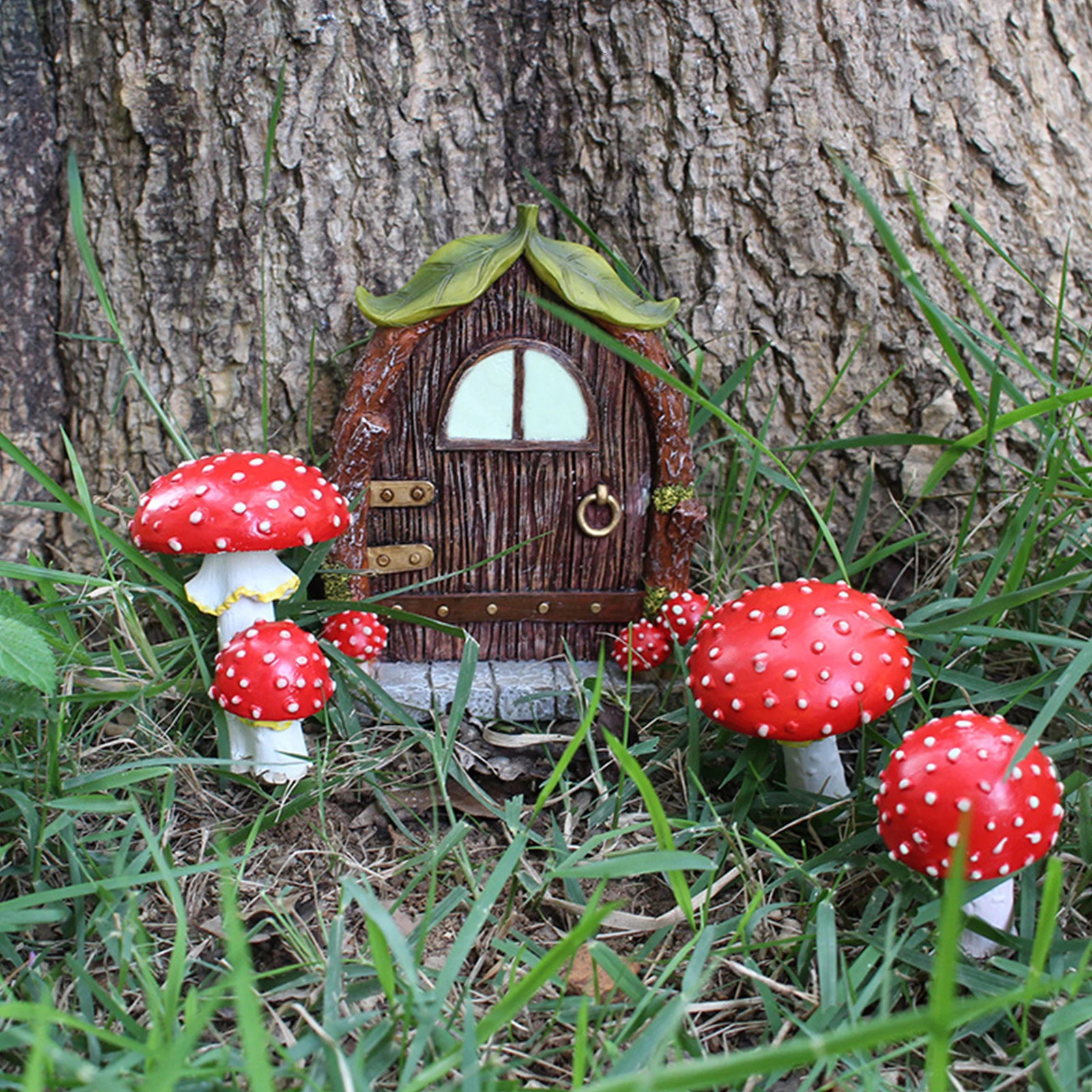 Elf courtyard door sculpture resin miniature garden window door decoration creative crafts magic fairy tale world decoration 241025