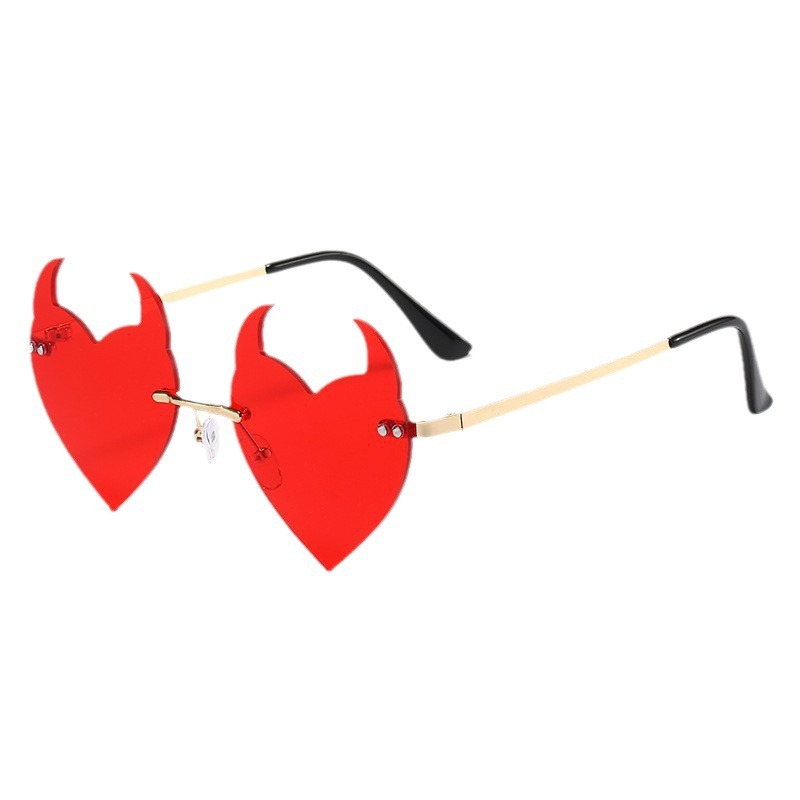 Wholesale Personality Little Devil Sunglasses Rimless Shaped Halloween Sunglasses