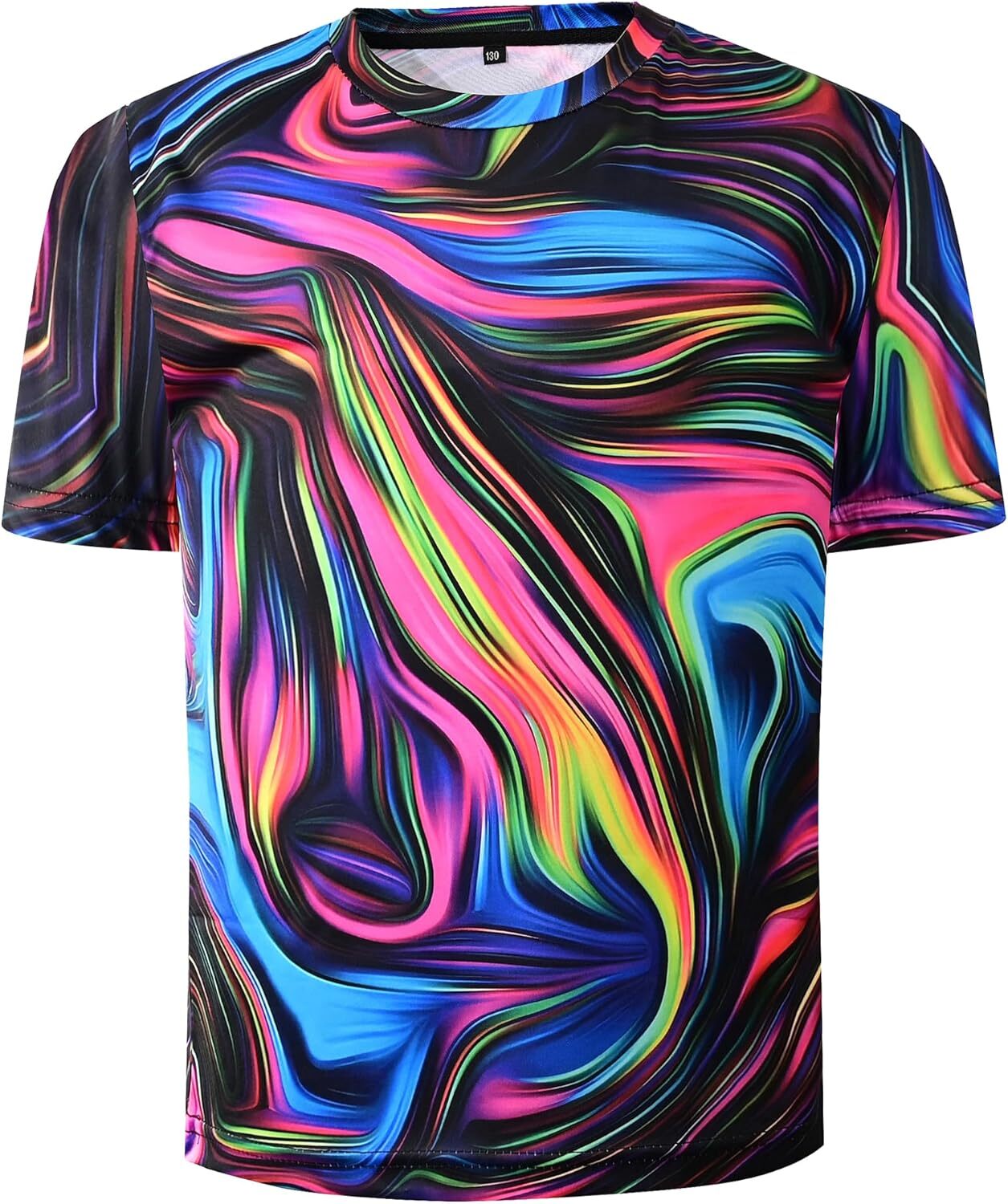 Mens T shirt Boys Colorful Neon T-Shirts 3D Printed Hippie Tee Graphic Design Tee Shirt tee Casual tops summer clothes Cool pattern