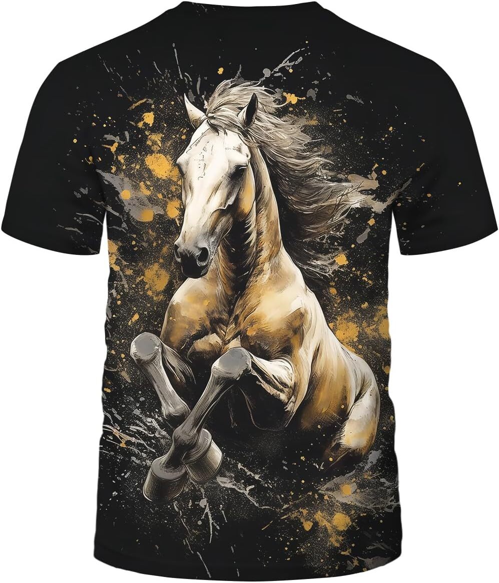 Mens T shirt Men Horse Graphic 3D Print Popularity Animal Bizarre Pattern Casual tops summer clothes Fashion patterns