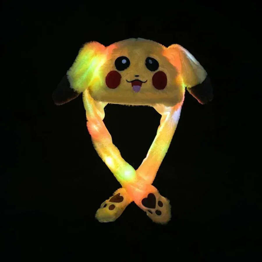 LED Light Up Plush Rabbit Funny Glowing And Ear Moving Bunny Cap For Women Girls Cosplay Christmas Party Holiday Hat G1113