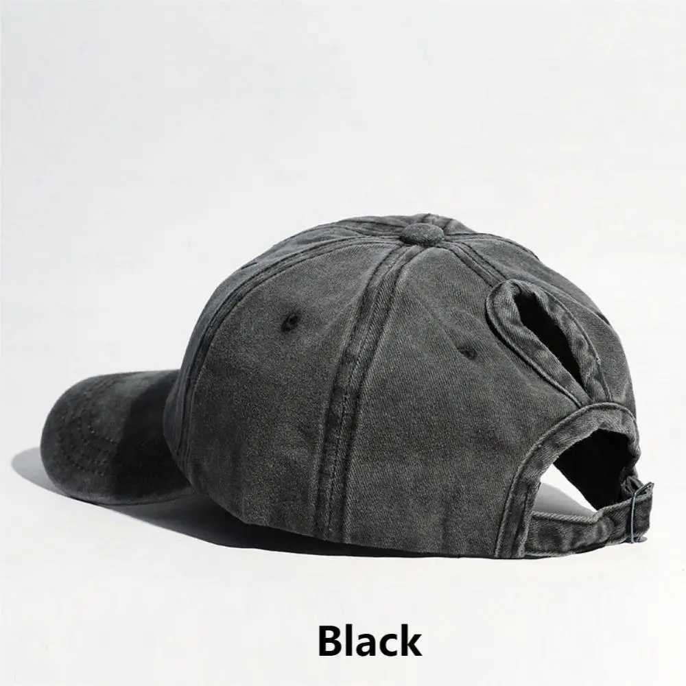 Simple Washed Hole Crossing High Ponytail Hat For Wen Versatile Baseball Cap Soft Top Baseball Cap X250704
