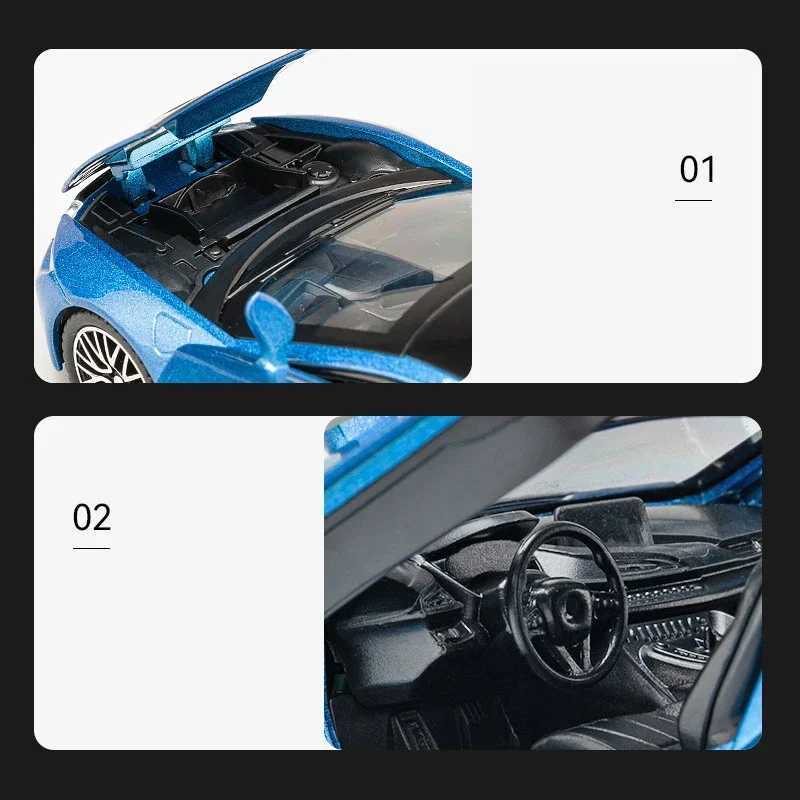 High Quality 1 32 BMW I8 supercar alloy cars Diecasts and toy cars car models sound and light car toy gifts T241025