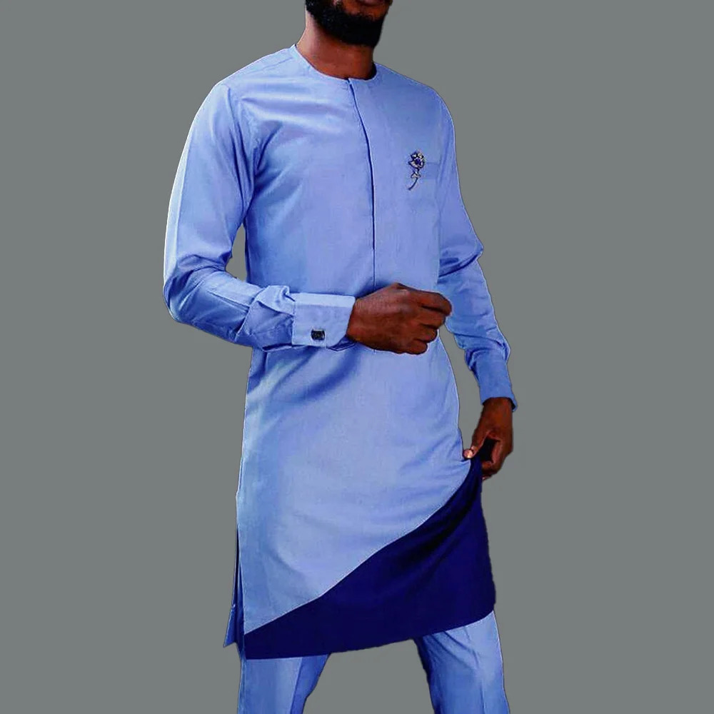 African Clothes For Men Nigerian Traditional Outfit 2Pc Elegant Wedding Suit Set Muslim Agbada Islamic Mens Clothing 241025