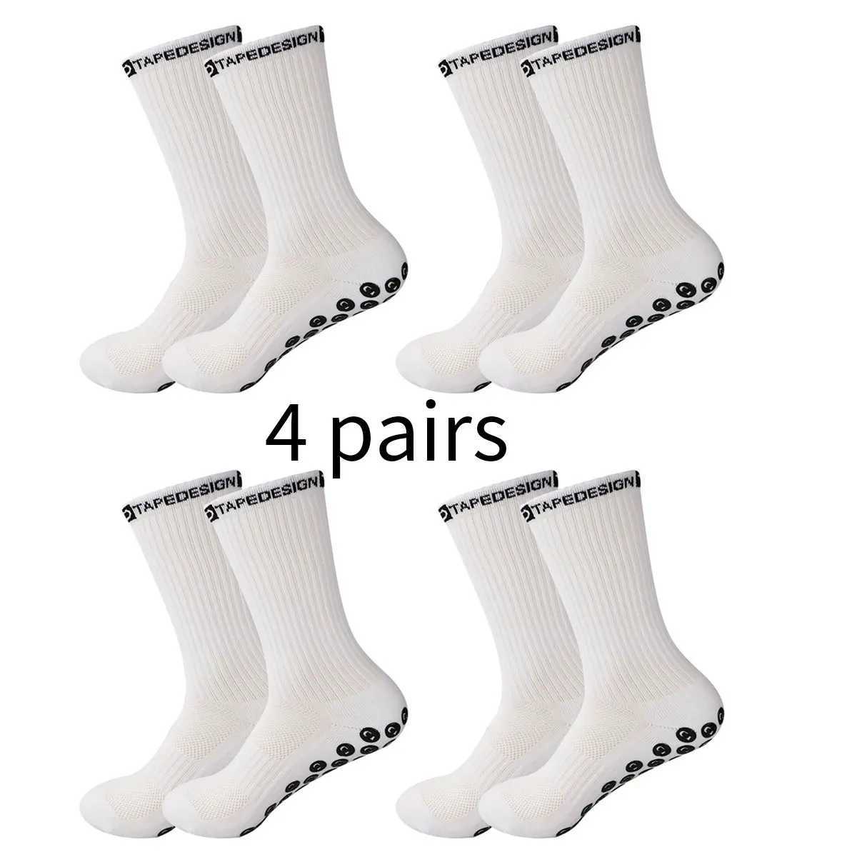 4 pairs of professional anti slip sports socks anti slip rubber grip pads football socks yoga skipping rope boxing fitness competitions W241025