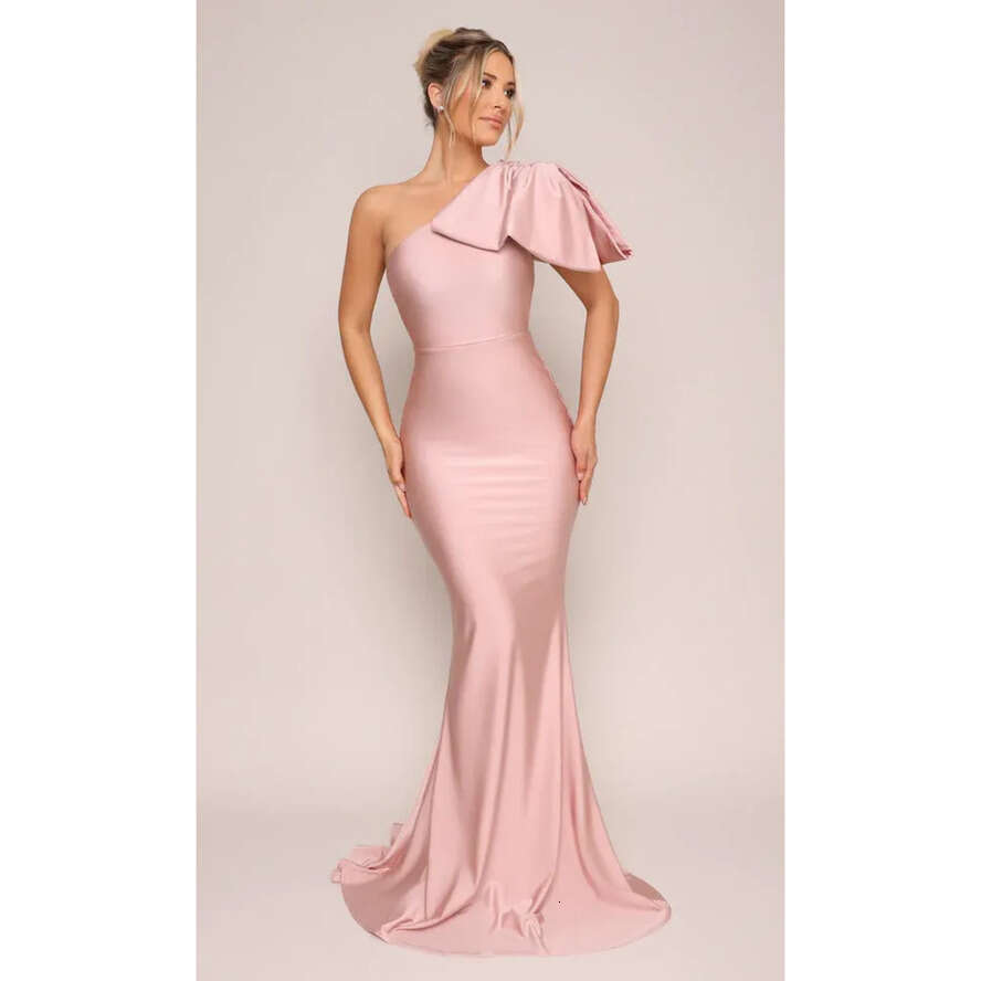 Arabic Plus Dubai Size Mermaid Dresses One Shoulder Satin Bow Knot Draped Pleats Formal Party Dress Pageant Engagement Celebrity Evening Gowns Custom