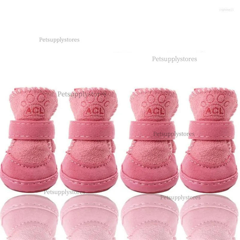 Dog Shoes Boots Waterproof Winter Anti-slip Puppy Cat Rain Snow Booties Footwear for Small Dogs Chihuahua - Pink