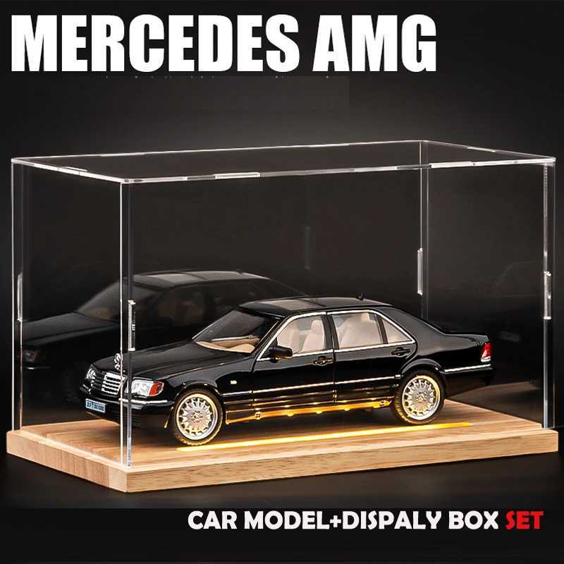 High Quality Die cast 1/24 Scale Mercedes Benz W140 320SEL Retro Car Model Set with LED Display Box Mini Audio Set Home Decoration T241025