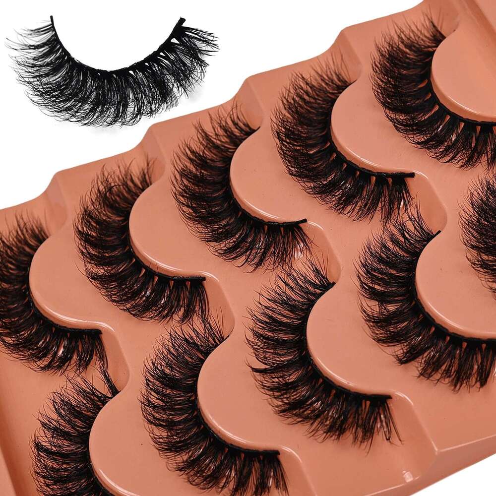 5 Pairs dramatic fake eyelashes 3D False D Curg Fluffy Soft Cross Manga Lashes Wispy Natural Eyelash Extension