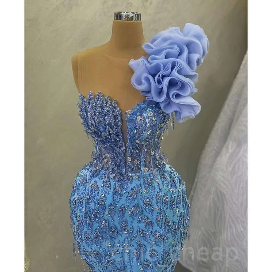 April Ebi Aso Mermaid Lace Prom Dress Beaded Crystals Sexy Evening Formal Party Second Reception Birthday Engagement Gowns Dresses Robe De Soiree ZJ E