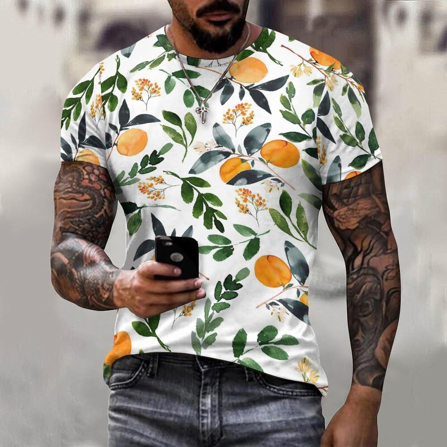 Mens T shirt Tropical Fruit Pattern Cotton 3D Printed Casual Shirt Men's Crew Neck Casual tops summer clothes Fashion patterns